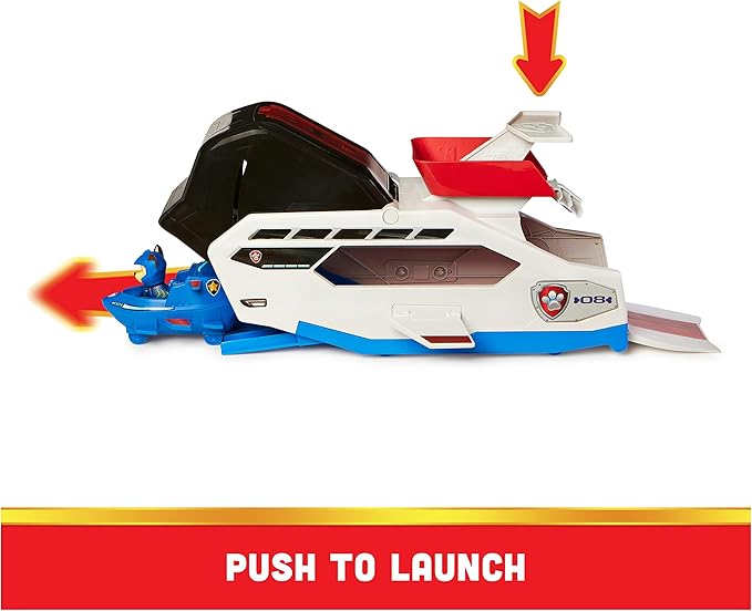 Paw Patrol Aqua Pups Whale Patroller Team Vehicle with Chase Action Figure, Toy Car and Vehicle Launcher, Kids Toys for Ages 3 and up