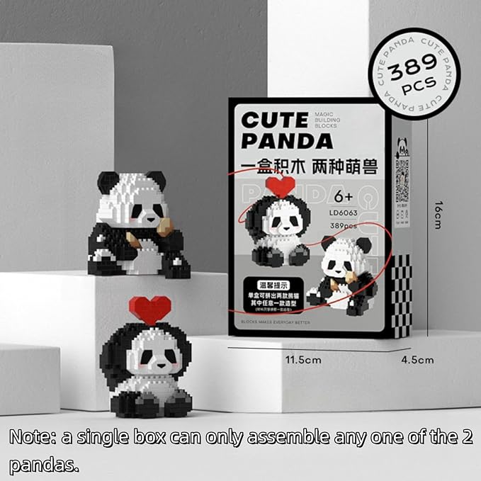 QMEAKMONY Mini Building Blocks Panda Sets Cute Micro Mini Panda Building Bricks for Adults Micro Nano Bricks Perfect Party Favors for Teenagers. (389 PCS)