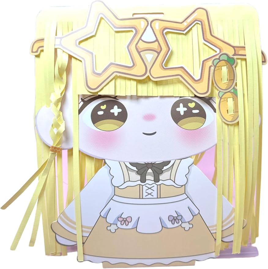 Muloo Goods Paper Craft DIY Hair Stylist for Kids, Fun Paper Cut Set, 4 Wigs (10)