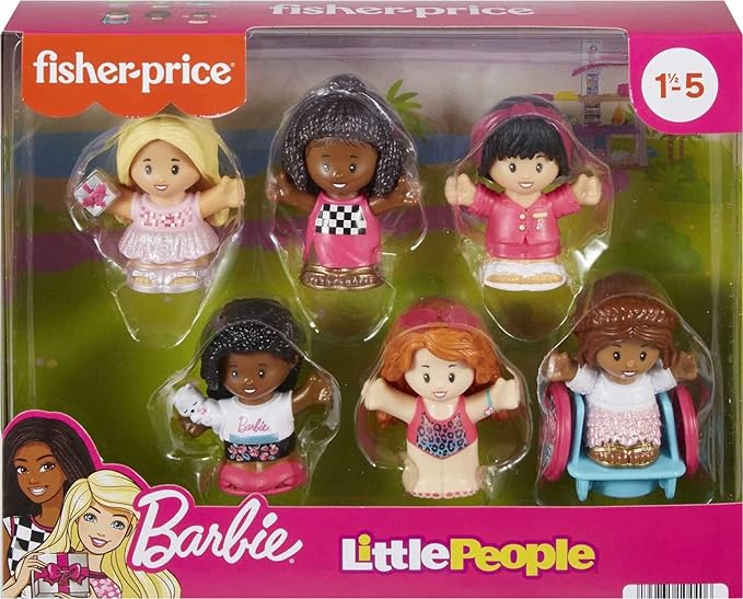 Fisher-Price Little People Barbie Toddler Toys Figure 6 Pack for Preschool Pretend Play Ages 18+ Months