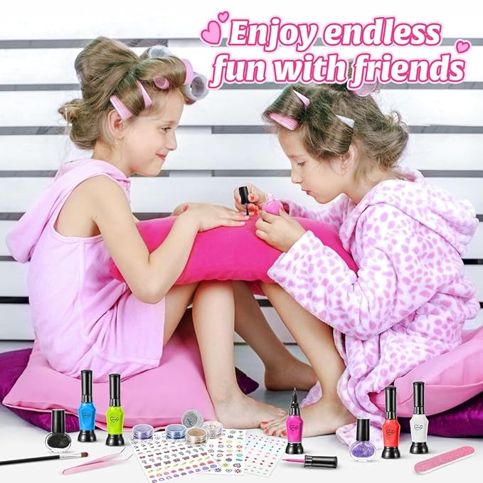 Shemira Nail Art Kit for Girls, Nail Polish Kit for Kids Ages 7-12 Years Old, Ideal Birthday Gift for Girls 7 8 9 10 11 12 Years Old, Nail Polish GIft Set for Teens