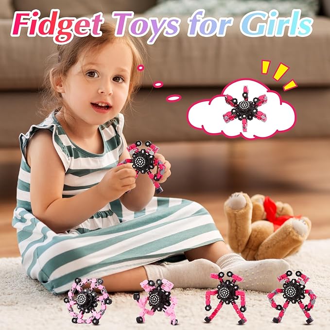 Fidget Toys for Teen Girls, Transformable Fidget Spinners,Autism ADHD Stress Relief Sensory Toys for Boys and Girls, Stocking Stuffers for Kids Adults