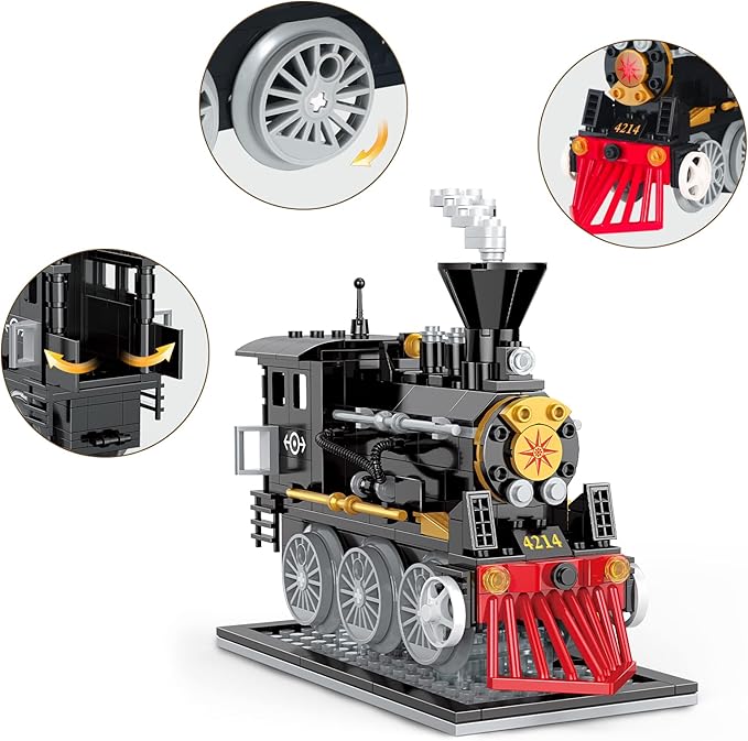 BRICK STORY Train Building Toys, Classic Steam Train, Creator Locomotive Model, Retro City Train Set, Creative Construction Brick for Kids Boys 6-12 261 Pieces