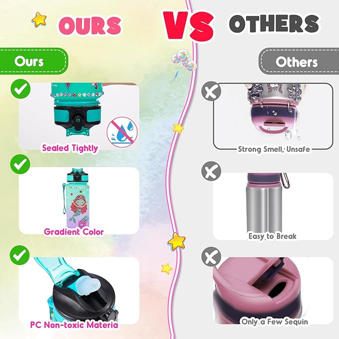 ZapWhiz Arts and Crafts for Kids Age 4-12,Water Bottle for Girls Mermaid Toys for Girls Diamond Painting Kits for Kids,Return Gifts for Birthday Party 4 5 6 7 8-12 Year Old Girls Gifts