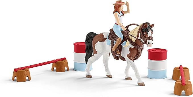 Schleich Horse Club 12-Piece Hannah's Riding Horse Set - Rodeo Riding with Cowgirl and Horse, Realistic Western Rodeo Farm Animal Toys and Accessories, Gift for Toddlers, Boys, and Girls Ages 5+
