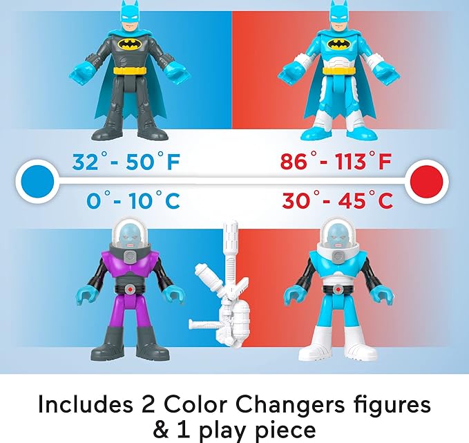 Fisher-Price Imaginext DC Super Friends Batman Toys, Color Changers Figure Set, Batman & Mr. Freeze for Preschool Kids Ages 3+ Years