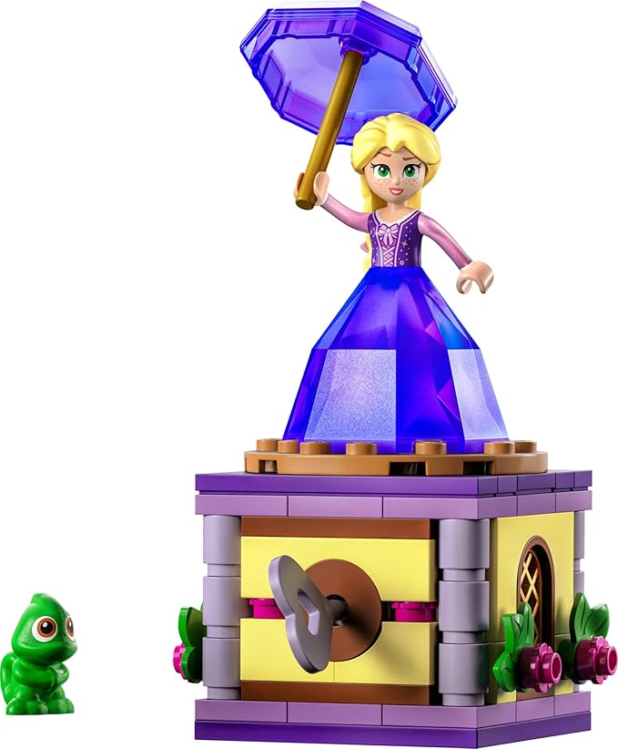 LEGO Disney Princess Twirling Rapunzel 43214 Building Toy with Diamond Dress Mini-Doll and Pascal The Chameleon Figure, Wind Up Toy Rapunzel, Disney Collectible Toy for Girls & Boys Age 5+ Years Old