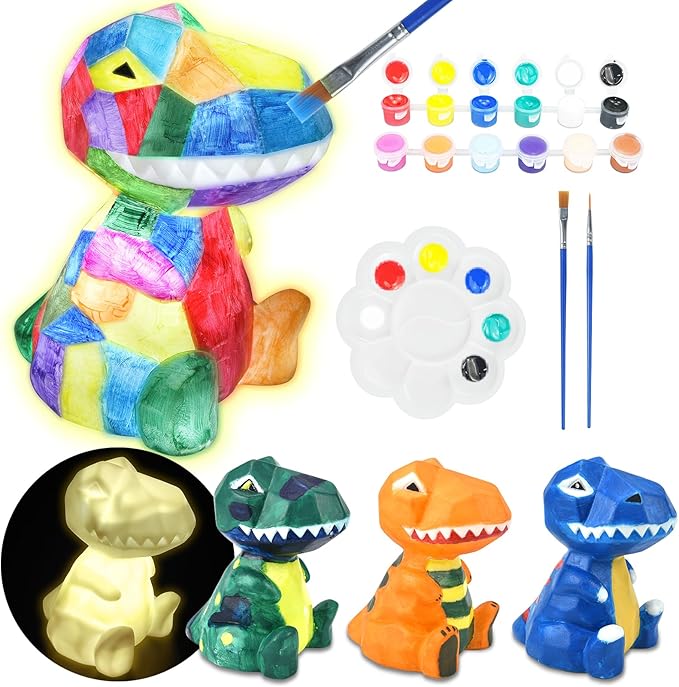 LTZFGZ DIY Dinosaur Lamp Arts and Crafts Supplies Kit for Kids Age 3 4 5 6 7 8 9, Painting kit for Kids 6-12, Crafting Home School Supply Set Kids Toys Birthday Gift for 3-12 Years Old Boys Girls