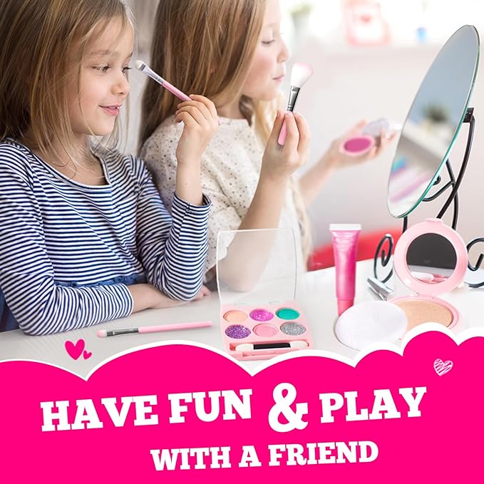 ULOVEME Kids Real Makeup Kit for Little Girls - Real, Non Toxic, Washable Make Up Toy - Umicorn Toys Gift for 3 4 5 6 7 8 9 10 12 Years Old Girls Birthday (Mini White Umicorn)