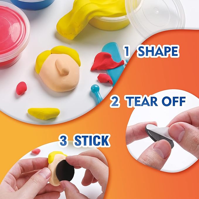 Drama Planet Air Dry Clay Kit for Kids, Create Your Own Refrigerator Magnets with Modeling Clay, Art Activity Set, Craft Project Gifts for Boys & Girls