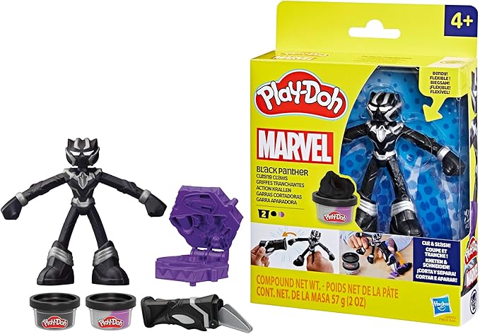 Play-Doh Marvel Black Panther Cutting Claws with Bendy Action Figure, Imagination Toys for 4 Year Old Boys and Girls and Up