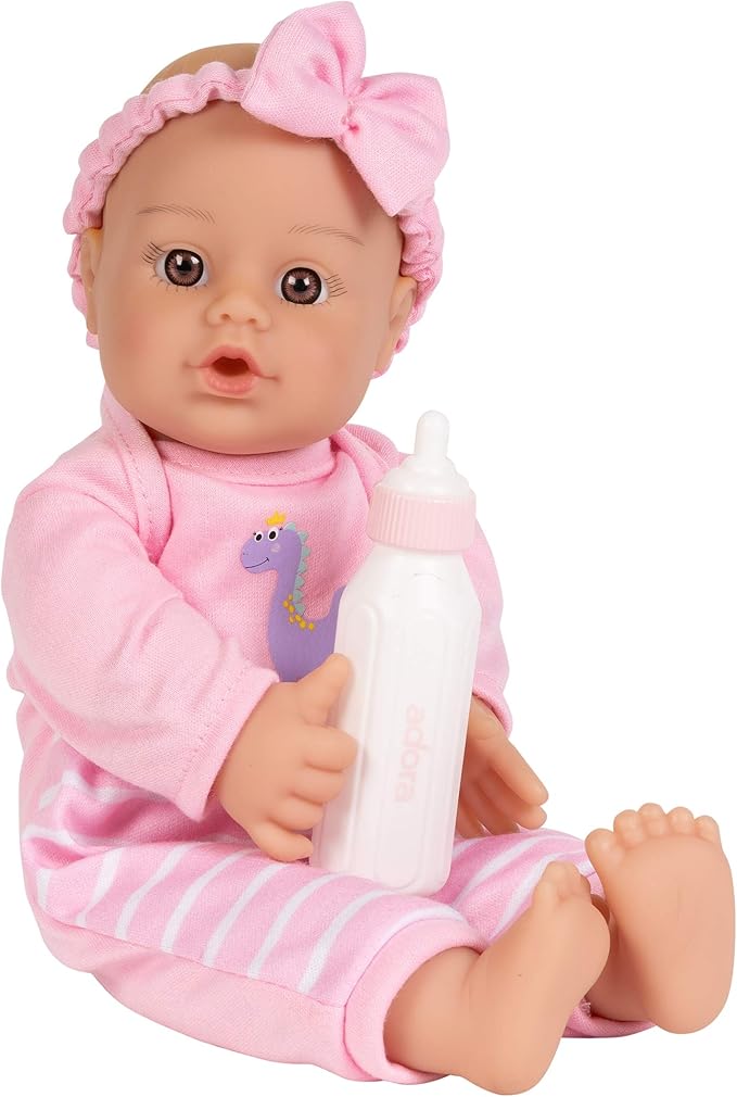 Adora Amazon Exclusive Sweet Babies Collection, 11” Soft and Cuddly Girl Baby Doll | Machine Washable, Birthday Gift For Ages 1+ - Baby Girl Dino