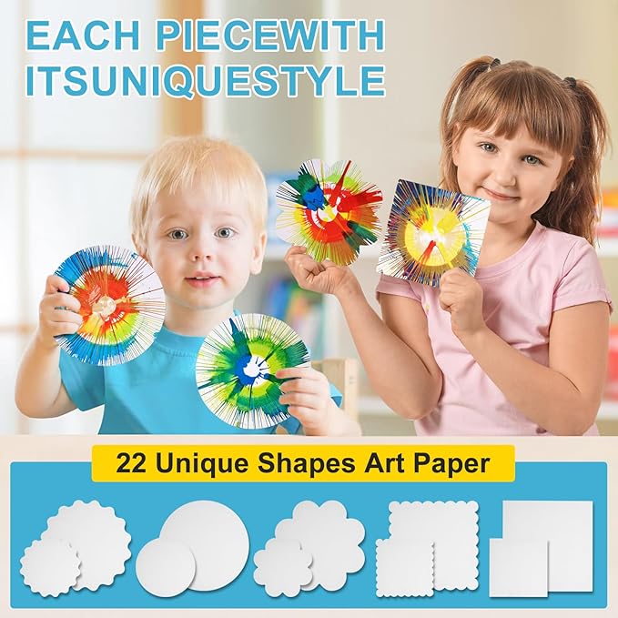 Paint Spin Art Machine Kit - Electric Spin Art Machine with Detachable & Washable Splatter Guard, Water Painting Kits for Kids, Spinner Painting Toys Light & Music, Birthday Gift Ideas,Black