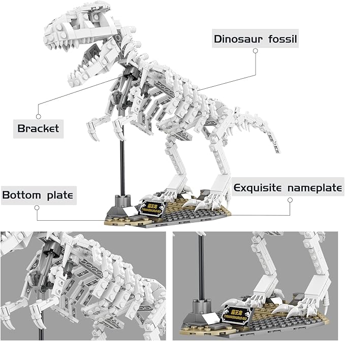 Dinosaur Building Kit,Dinosaur Park World Tyrannosaurus Fossils Creative Animal Building Toys for Boys Girls 6+,Glow in The Dark, Use Sunlight/Lights to Store Energy(435 Pieces)
