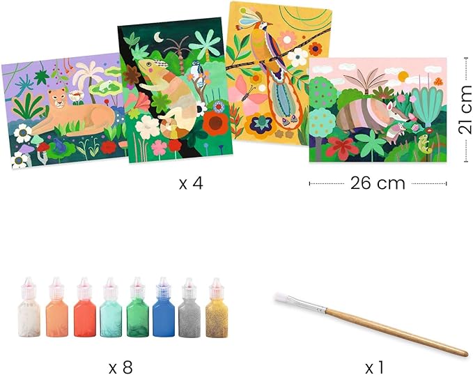 DJECO LGA Tropical 3D Painting - Create Your Own Animal 3D Keepsakes - Fun & Creative for Family & Friends, Perfect for Gift - Educational Arts & Craft Kit for Children 7+ Girls & Boys