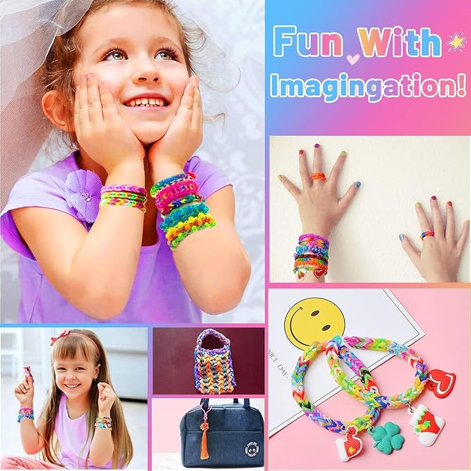LINNYU 2500+ Rubber Band Bracelet Kit, 32 Colors Loom Bracelet Making Kit for Art and Craft, Rubber Bands Refill Loom Set with DIY Accessories for Girls & Boys