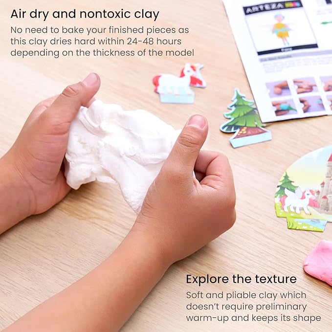 Arteza Kids Air Dry Clay, 42 Bars, Magical Creature Modeling Clay Kit, 14 Mini-Stages, Craft Supplies for Learning Centers and Educational Playtime, Birthday Gifts