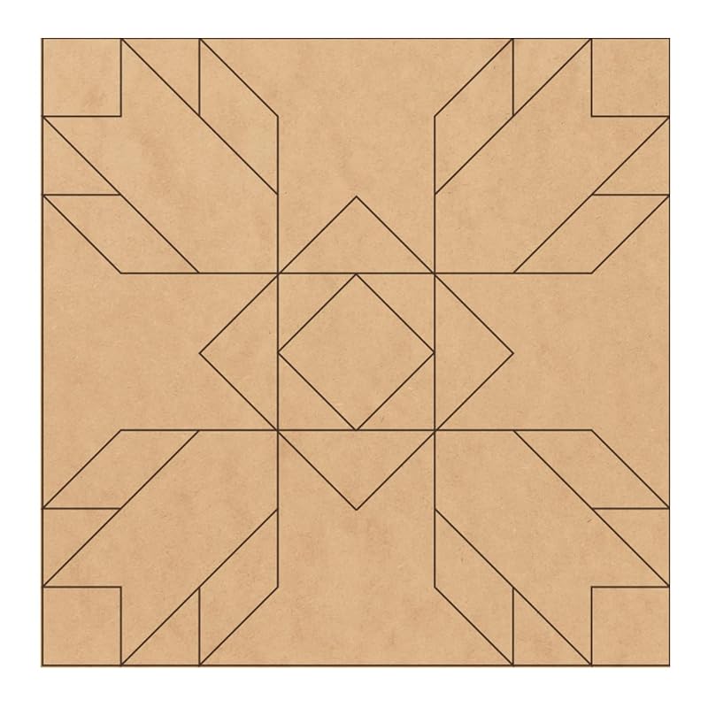 Unfinished Barn Quilt Square Wooden Sign, Country Decor Canvas Quilts Blocks (18 inches, Tulip)