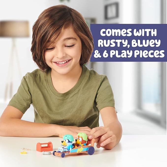 Bluey Vehicle and Figures Pack, Rusty Go-Kart, 2.5-3 inch Figures and Accessories