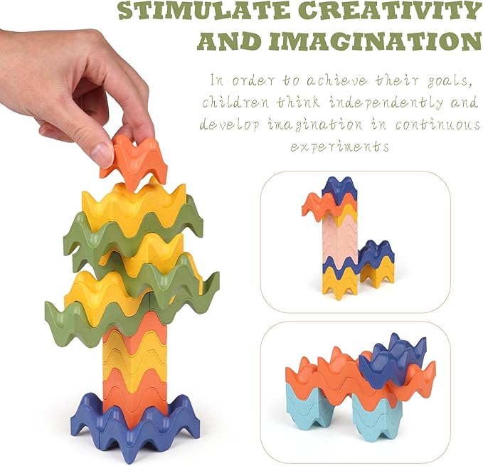 Colorful Building Blocks for Kids STEM Building Toys Montessori Educational Construction Toys Interlocking Solid Creative Stacking Blocks for Toddlers Preschool Boys and Girls Aged 3-8