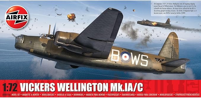 Airfix Model Airplane Kit Gift Set - A08019A Vickers Wellington Mk.IA/C, Plastic Plane Model Kits for Adults & Kids 14+, Skill Level 3, 1:72 Scale WW2 Military Aircraft Models - Real Aeroplane Models