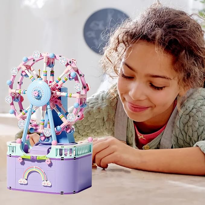 RIXINC Rotating Ferris Wheel Model Building Sets with Music Box, Girls Toys 6 7 8 9 10 11 12 13 14 Years Old and up, Toys for Girls Christmas and Birthday Gifts for Adults and Kids (710pcs)