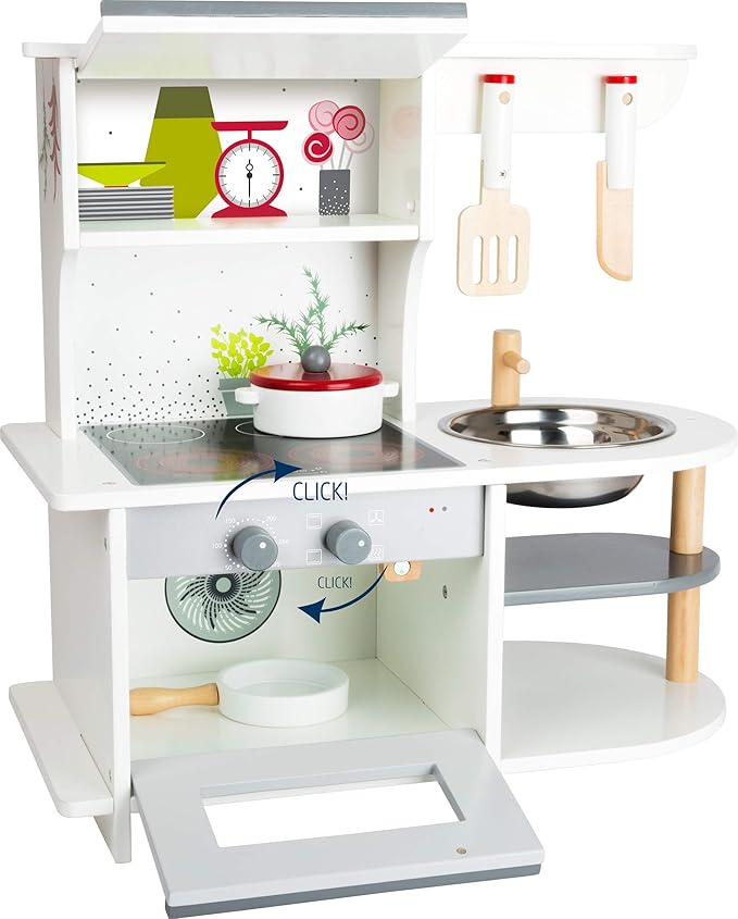 Small Foot Wooden Toys Graceful Children's Play Kitchen with Range, Oven, Kitchen Sink, and Accessories Designed for Children Ages 3+, Multi