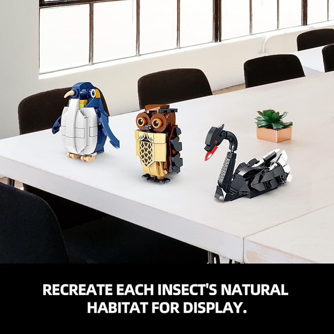 KAZI Birds Building Toy Set,Creative Building Toy Easter Basket Stuffers,Parrot,Owl,Penguin,Flamingo,Eagle,Bird Animal Toy Set,Party Favors,Prizes,Goodie Bags,Gift for Kids Ages 6 and up