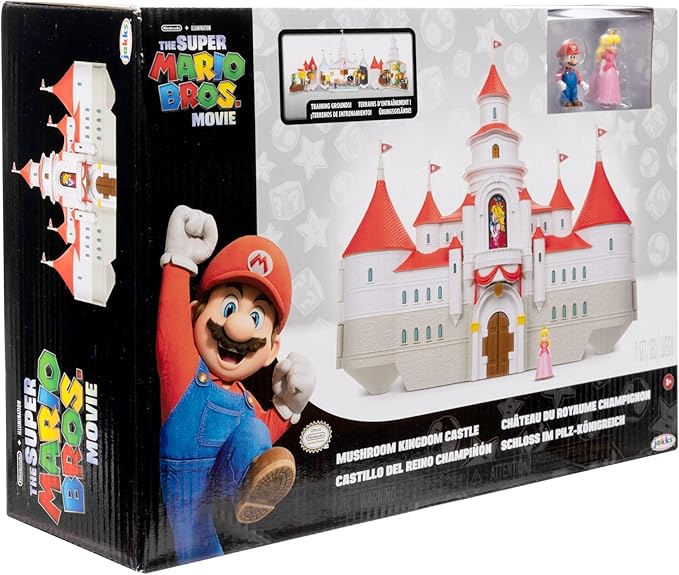 THE SUPER MARIO BROS. MOVIE – Mushroom Kingdom Castle Playset with Mini 1.25” Mario and Princess Peach Figures