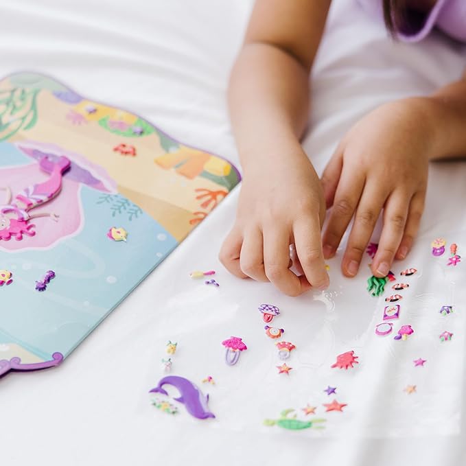 Melissa & Doug Puffy Sticker Activity Book: Mermaids - 65 Reusable Stickers - FSC Certified