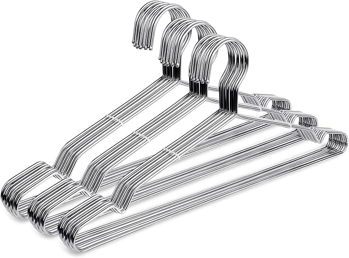 Fayleeko Wire Hangers Coat Hangers Strong Heavy Duty Stainless Steel Metal Hangers Ultra Thin Space Saving Clothes Hangers (30 Pack 16.5 Inch)