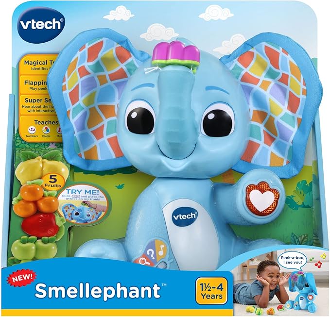 VTech Smellephant with Magical Trunk and Peek-a-Boo Flapping Ears, Blue