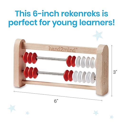 hand2mind Mini 20 Bead Wooden Rekenrek, Abacus for Kids Math, Math Manipulatives Kindergarten, Counting Rack for Kids, Counters for Kids Math, Educational Toys for Elementary Kids (Set of 4)