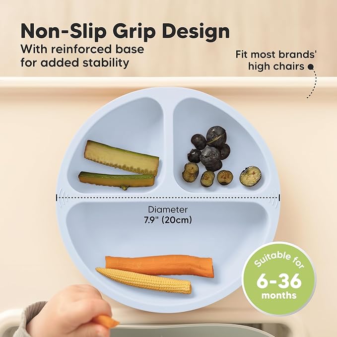 KeaBabies Suction Plates for Baby, Toddler - 3-Pack 100% Silicone Toddler Plates, Divided Baby Plates with Suction, Silicone Plates for Baby, Kids, BPA-Free, Microwave, Dishwasher Safe (Popsicle)