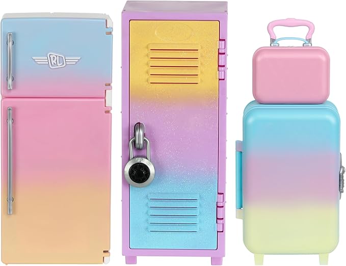 REAL LITTLES My Rainbow Collection, Roller Case, Fridge and Locker Desk Caddies in One Pack! Plus 57 Mini Toy Surprises! | Amazon Exclusive
