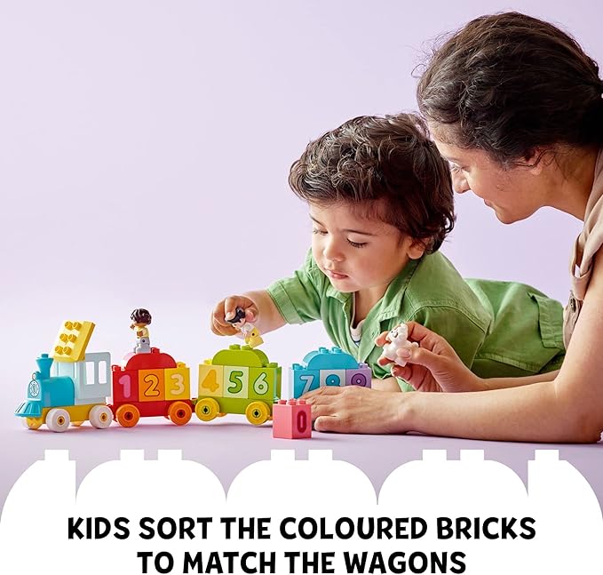 LEGO DUPLO My First Number Train Toy with Bricks for Learning Numbers, Preschool Educational Toys for 1.5-3 Year Old Toddlers, Girls & Boys, Early Development Activity Set, 10954