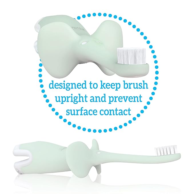 Dr. Brown's Infant-to-Toddler Toothbrush, Soft and Safe Baby Training Brush, Elephant, Mint, 0-3 years (Styles May Vary)