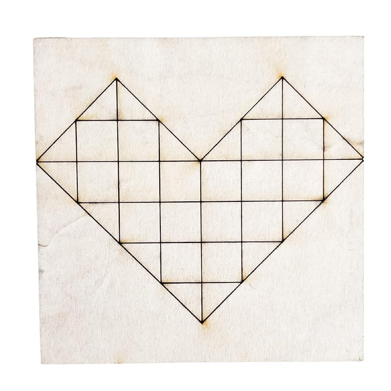 Unfinished Barn Quilt Square Wooden Sign, Country Decor Canvas Quilts Blocks (6 inches, Heart)