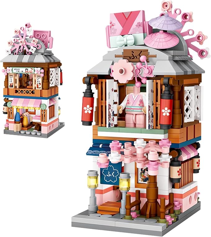 Japanese Street View Shop Bricks, Mini DIY Building Blocks Model MOC Construction Toy (Kimono Shop)