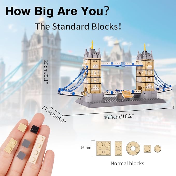 Oichy Tower Bridge Model Building Kits, World Famous Architectural Building Blocks Set, Collection Tower Bridge Toys Gifts Set for Adults and Kids(969 PCS)
