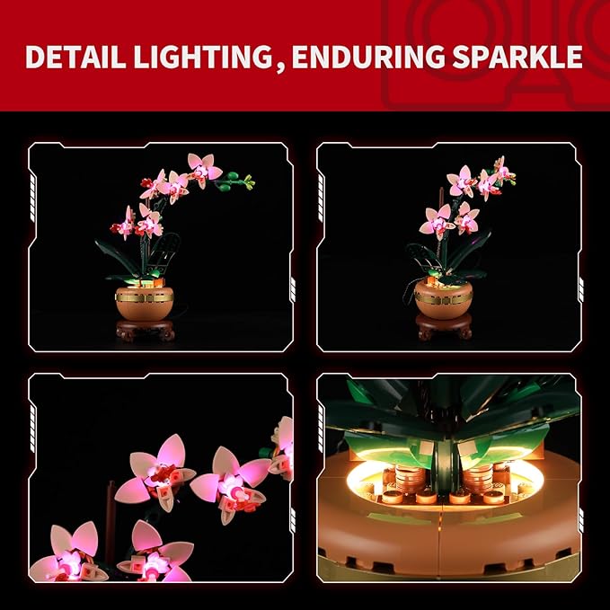 BRIKSMAX 2.0 Light Kit for Lego-10343 Mini Orchid -Innovative Led Lighting Kit Compatible with Lego The Botanical Collection Building Set- Not Included Lego Set