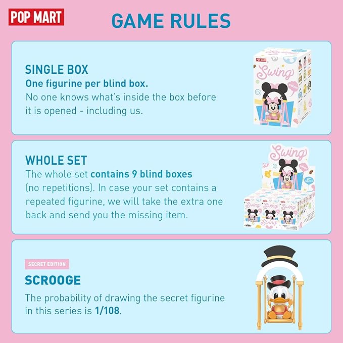POP MART Disney Swing Series Figures, 9PCs Disney Blind Box Figures, Random Design Action Figures Collectible Toys Home Decorations, Holiday Birthday Gifts for Boys and Girls, Whole Set