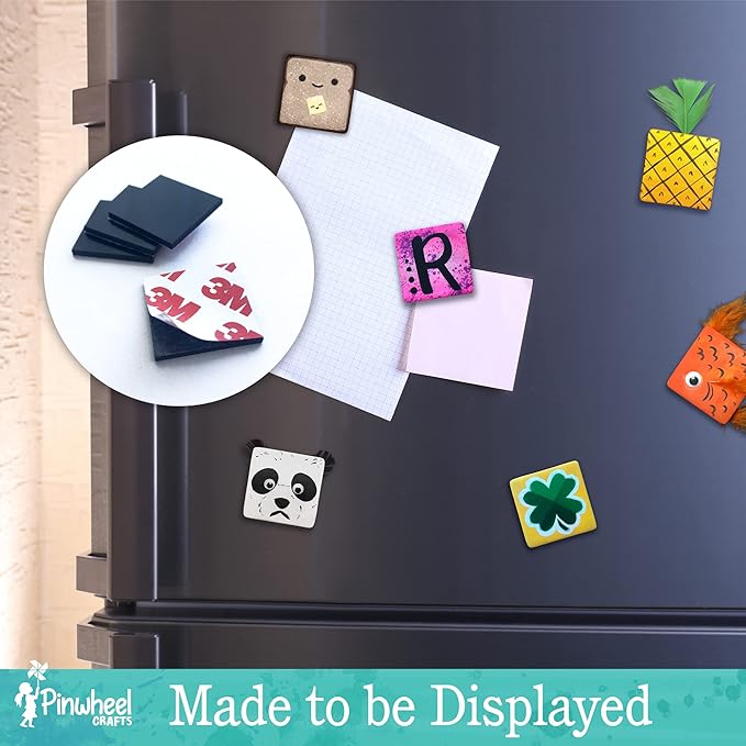 Pinwheel Crafts Magnetic Mini Tile Art Kit - DIY Kids Arts and Crafts Painting Kit - Decorate Cute Refrigerator or School Locker Magnets, Mini Art Items - Paint for Party Favors or Birthday Gifts
