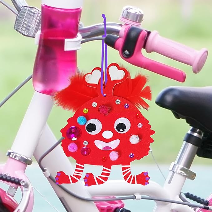 Winlyn 24 Sets Valentine Decorations DIY Valentine Monster Ornaments Craft Kits Hearts Monster Art Sets Foam Valentine Stickers for Kids Valentine's Day Party Classroom Activities Gift Exchange