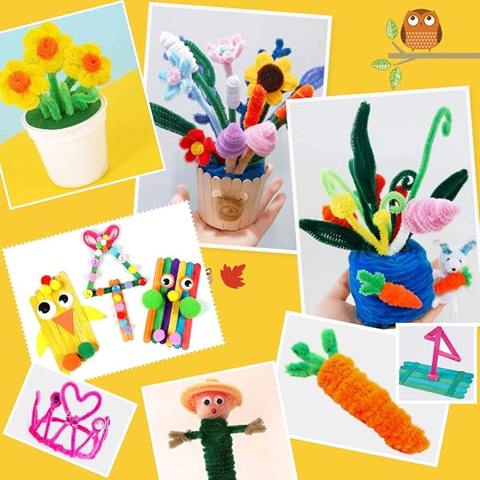 MOISO Kids Crafts and Art Supplies Jar Kit - 560+ Piece Set - Make Bracelets and Necklaces - Plus Glitter Glue, Construction Paper, Colored Popsicle Sticks, Eyes, Pipe Cleaners…