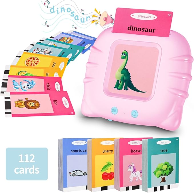 Toddler Toys for 2 3 4 5 Year Old Boys and Girls, Autism Sensory Toys for Autistic Children, Learning Montessori Toys, Speech Therapy Toys, 224 Sight Words Talking Flash Cards (Pink 224)