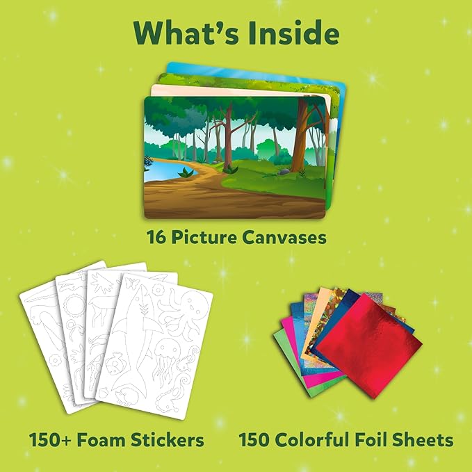 Skillmatics Art & Craft Activity - Foil Fun Animals Mega Pack, No Mess Art for Kids, Craft Kits & Supplies, DIY Creative Activity, Gifts for Boys & Girls Ages 4, 5, 6, 7, 8, 9, Travel Toys