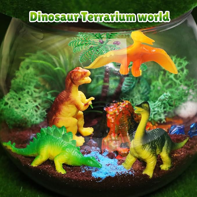 Dinosaur Toys for Boys - Dinosaur Terrarium Kit for Kids - Christmas Birthday Gifts for Boys Ages 4 5 6 7 8 Year Old - Light Up DIY Dinosaur Arts and Crafts for Boys and Kids