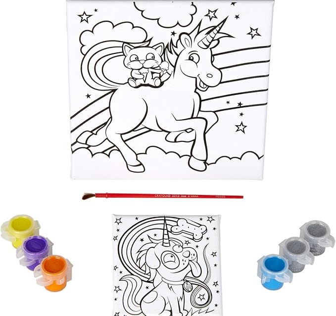 Crayola Unicorn Canvas Paint Set, Gift for Kids, Ages 3, 4, 5, 6, Multi-colored, One Size