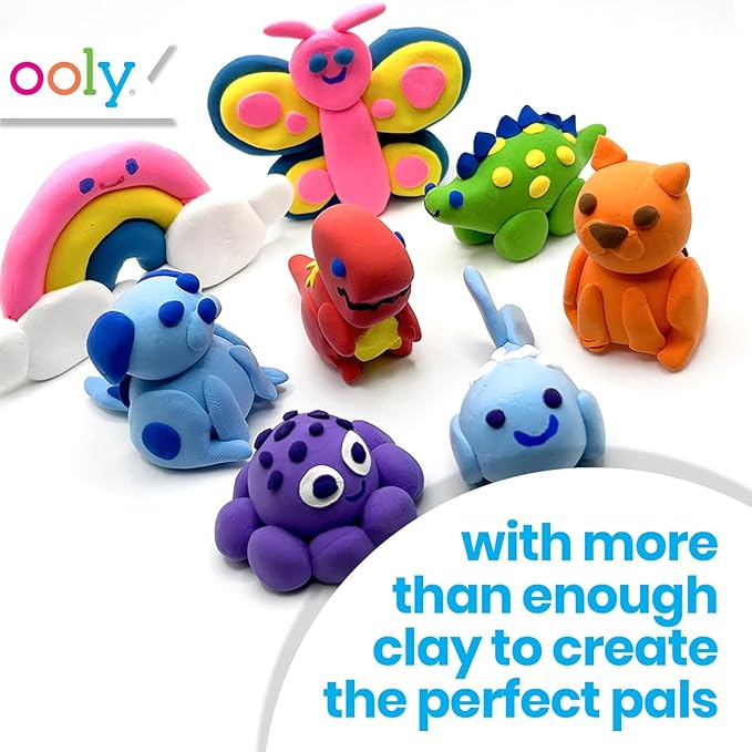 Ooly Creatibles, 16 Colors Air Dry Clay Expansion Set for Kids Crafts, Modeling Clay in 16 Colors, 4 Tubs, Airdry DIY Art Expansion Set for Kids Ages 6 and Up